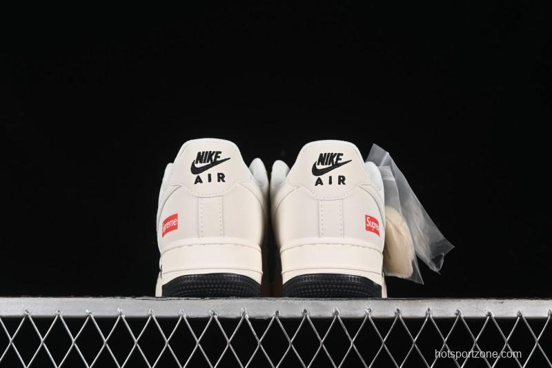 Nike Air Force 1 '07 Low Supreme Collaboration - White Black Two-Tone Low-Top Casual Sneakers - BB7577-217