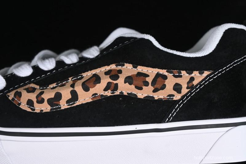 Vans Classics Knu Skool Sneakers with Leopard Print Logo in Black - VN000D2GBA2