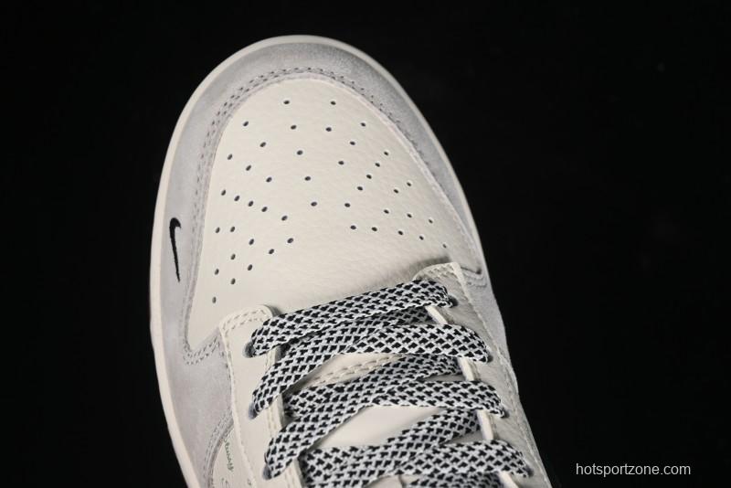 Nike SB Dunk Low Stussy Collaboration - Grey Black Checkerboard Gum Sole Anniversary Custom Low-Top Casual Skate Shoes - CF3688-031