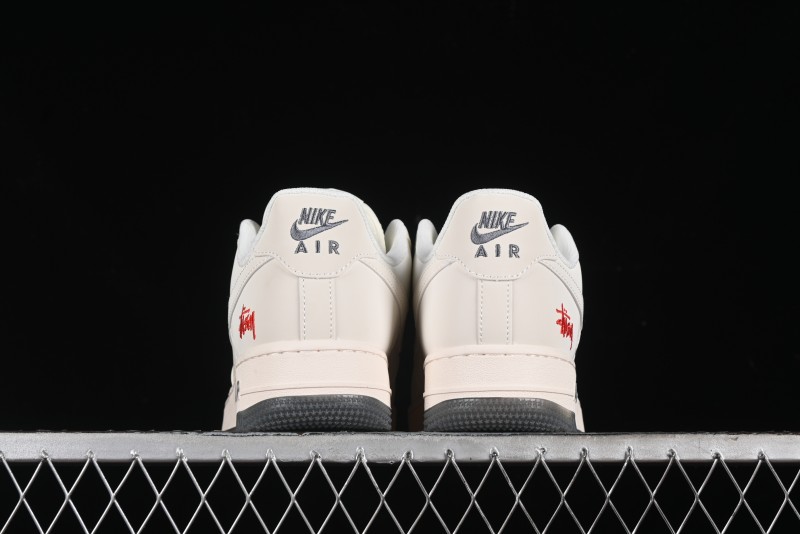 Nike Air Force 1 '07 Low Stussy Collaboration - White Grey Two-Tone Low-Top Casual Sneakers - XZ6188-015