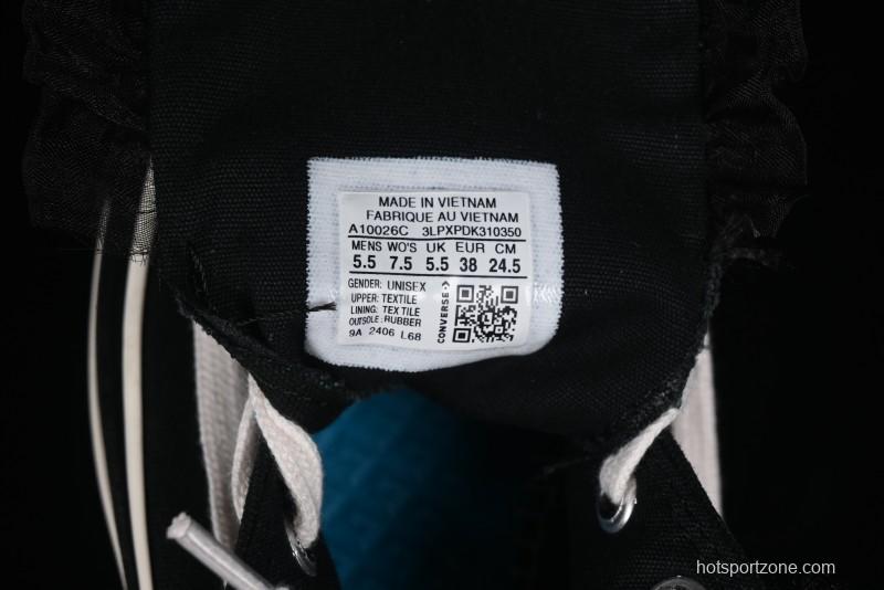 Converse Chuck 1970s High Top Canvas Shoes in Black Lace Punk Style - A10026C