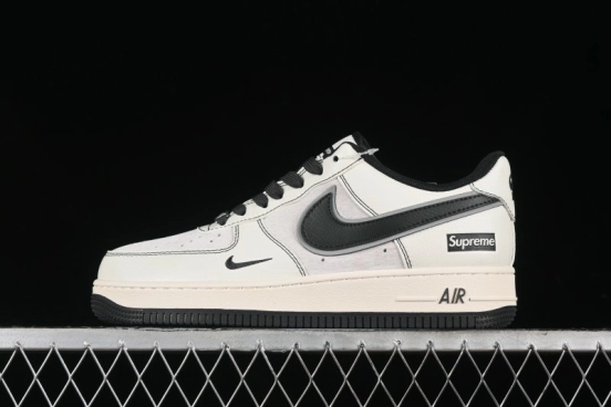Nike Air Force 1 '07 Low Supreme Collaboration - Beige Grey Pigskin Low-Top Casual Sneakers - XZ6188-018