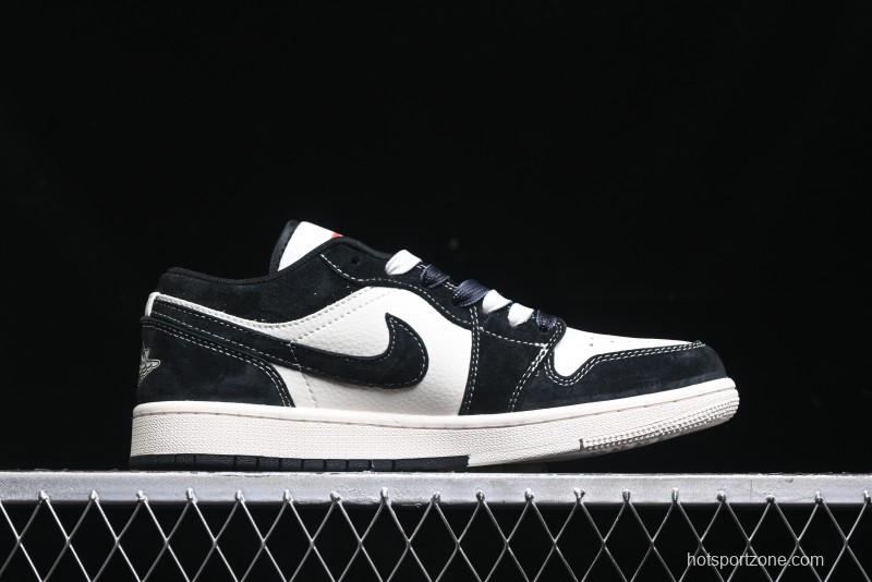 Nike Air Jordan 1 Low AJ1 Supreme Collaboration - Black White Two-Tone Retro Basketball Shoes - SJ9950-021
