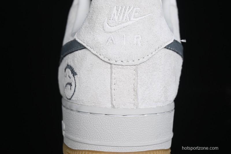 Nike Air Force 1 '07 Low Ghostface Collaboration - Light Grey Pigskin Low-Top Casual Sneakers - DF0188-022