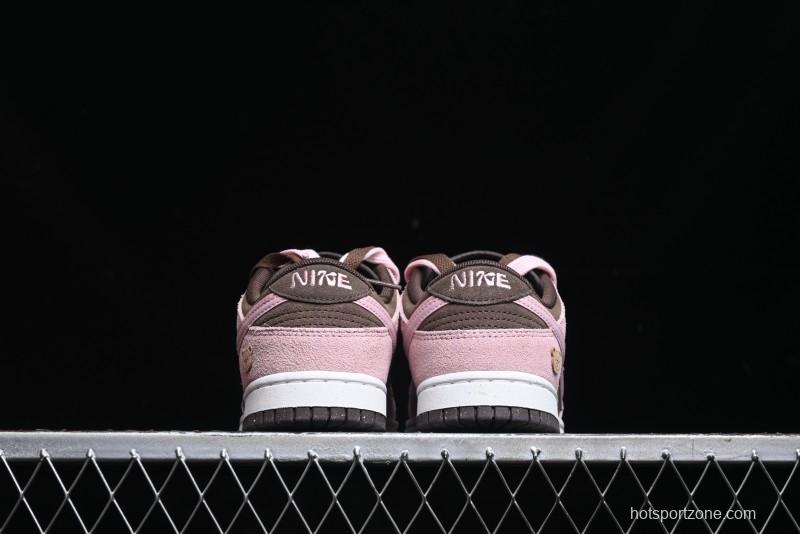 Nike Dunk Low 85 Double Swoosh Series Strawberry Chestnut SB Low Top Casual Skate Shoes - HV1799-161