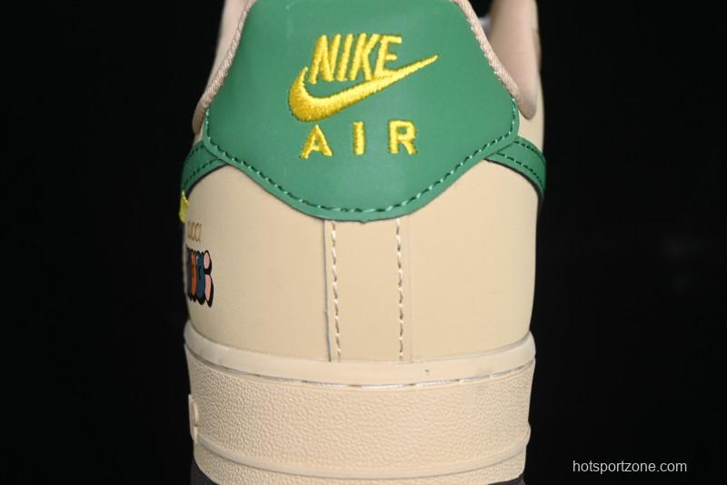 Nike Air Force 1'07 Low Gucci Collaboration White Brown Green Low-Top Casual Sneakers - KK1988-024