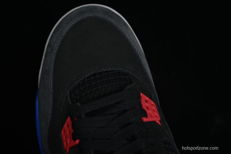 Nike Air Jordan 4 Retro Basketball Shoes with Black-Grey-Blue Color Blocking - FV5029-003