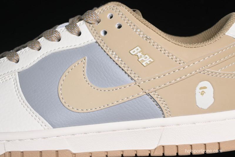 Nike SB Dunk Low BAPE Collaboration - Beige Grey Brown Anniversary Customized Low-Top Casual Sneakers - BB8969-006