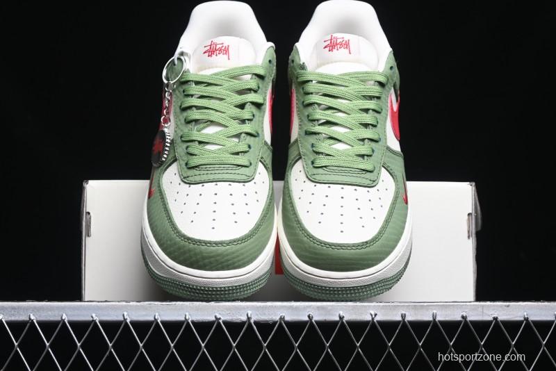Nike Air Force 1 '07 Low Stussy Collaboration - Snake Green Low-Top Casual Sneakers - KK1988-028