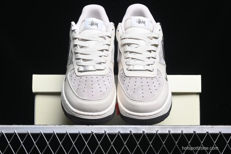 Nike Air Force 1 '07 Low Stussy Collaboration - White Black Sole Low-Top Casual Sneakers - XZ6188-279