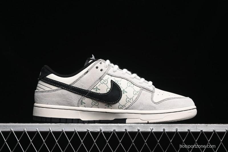 Nike SB Dunk Low Gucci Collaboration - Bumblebee Series Grey Black Hook Anniversary High-End Custom Low-Top Casual Skate Shoes - MM1089-029