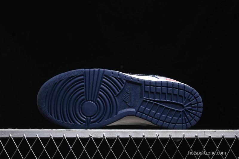 Nike SB Dunk Low Supreme Collaboration - Grey White Dark Blue Swoosh Anniversary High-End Custom Low-Top Casual Skate Shoes - DM6868-005