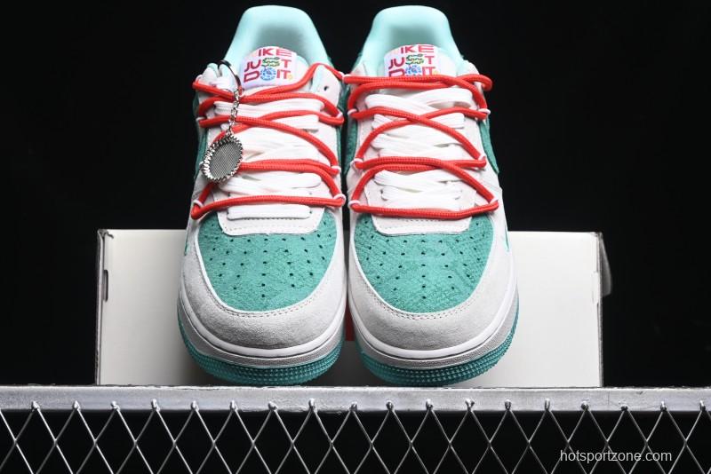 Nike Air Force 1 '07 Low Gucci Stone Island Collaboration - Grey Green Pigskin Lace-Up Casual Sneakers - DF0188-010