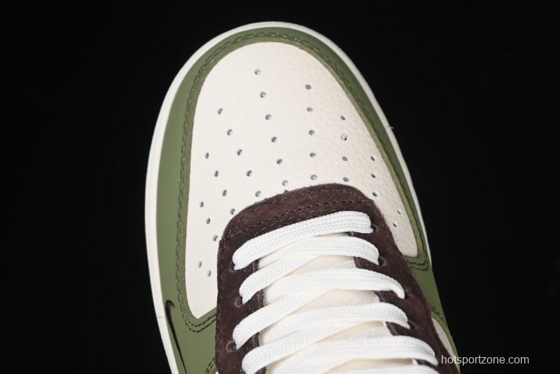 Nike Air Force 1 '07 Low Stussy Collaboration - Green Brown Low-Top Casual Sneakers - KK1988-038