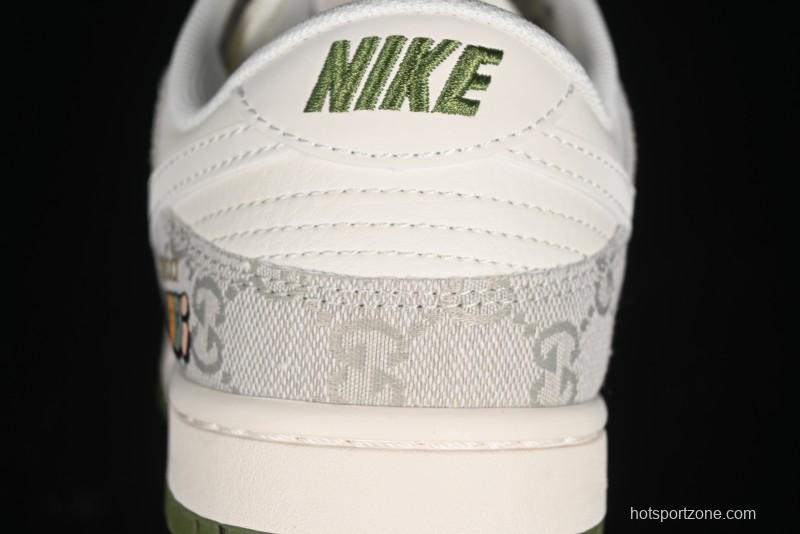 Nike SB Dunk Low Gucci Collaboration - Smoke Green Anniversary High-End Custom Low-Top Casual Skate Shoes - XX2025-389