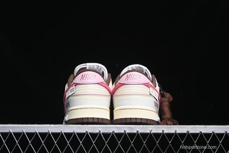 Nike Dunk Low Retro Casual Sneakers in Brown and Sail with Panda Mischief Skyline Theme - DD1503-124