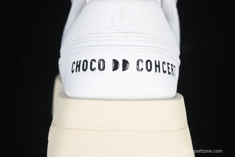 Choco Concert Leather Round Square Asymmetrical Fashion Sneakers White - AJE5