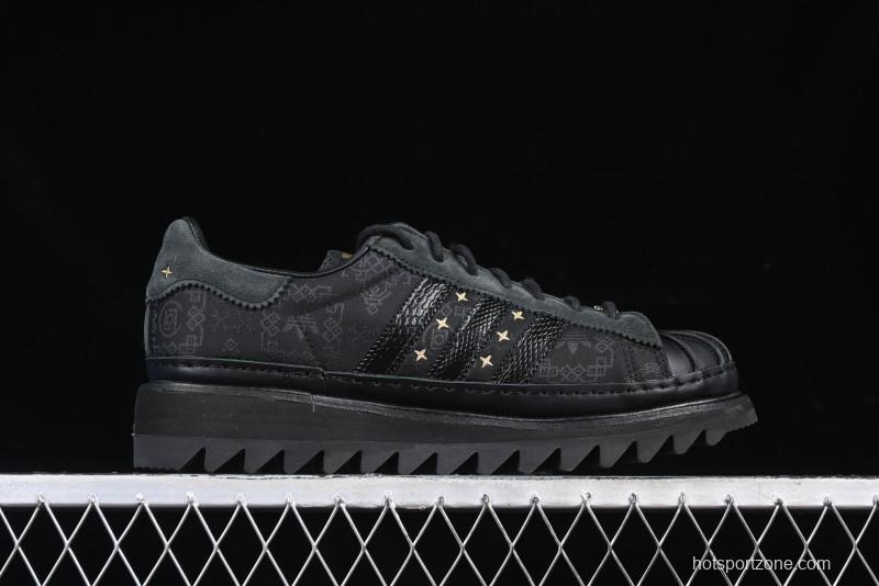 Adidas Superstar JR5114 Clot Collaboration Shell Toe Skate Shoes with Perforated Leather Upper - JR5114