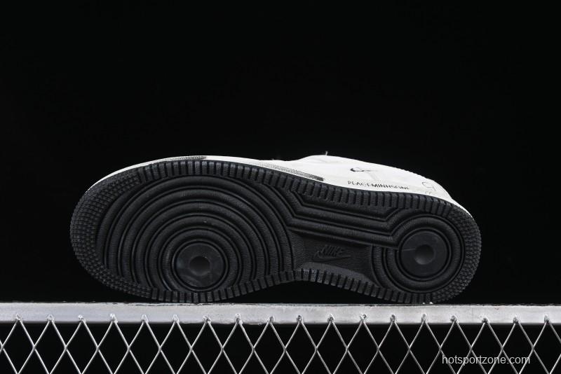 Nike Air Force 1 '07 Low Grey Pig Suede Graffiti Casual Sneakers - DF0188-035