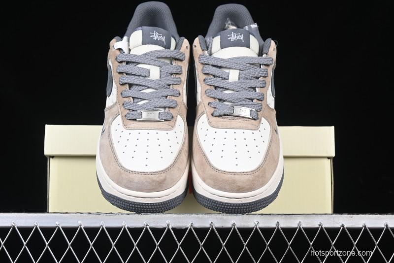 Nike Air Force 1 '07 Low Stussy Collaboration - Lambskin Brown Low-Top Casual Sneakers - XZ6188-888
