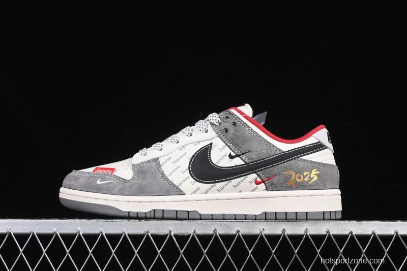 Nike SB Dunk Low Supreme Collaboration Bullet Screen Black Check Anniversary Customized Low-Top Casual Sneakers - FC1688-208