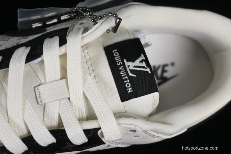 Nike Dunk Low LV Collaboration - Monogram Beige Black Hook SB Low Top Casual Skate Shoes - FC1688-189