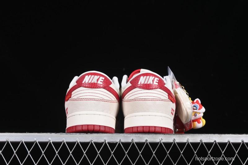 Nike SB Dunk Low Supreme Collaboration Year of the Snake Limited Edition Snake Pattern Red Swoosh Anniversary High-End Custom Low-Top Casual Skate Shoes - HH7518-029