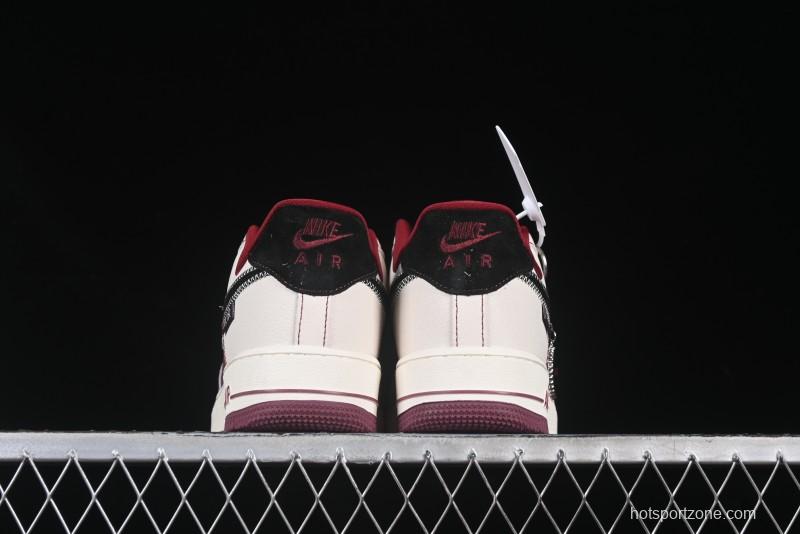 Nike Air Force 1 '07 Low Dior Collaboration Burgundy Low-Top Casual Sneakers - KK1988-046