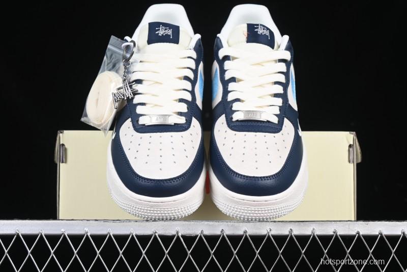 Nike Air Force 1 '07 Low Stussy Collaboration Green Embroidered Swoosh Custom Casual Sneakers - DM6688-021