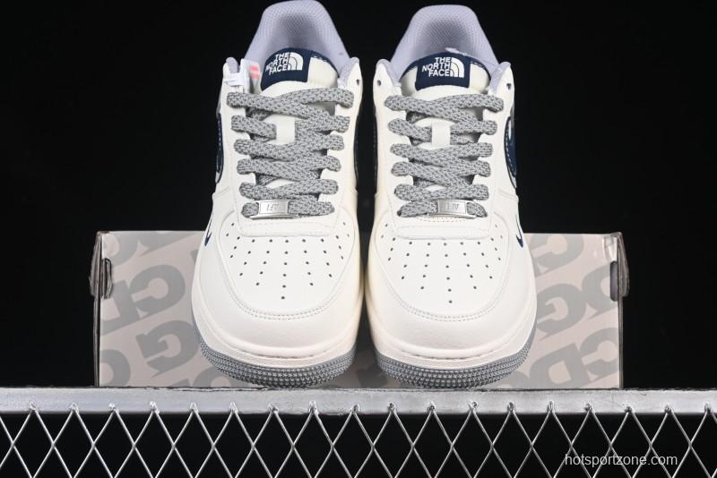 Nike Air Force 1 '07 Low The North Face Collaboration Grey Blue Double Swoosh Casual Sneakers - XS1958-520
