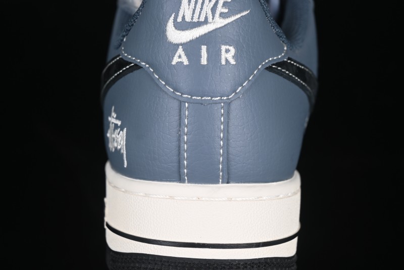 Nike Air Force 1 '07 Low Stussy Collaboration Bright Blue Black Swoosh Low-Top Casual Sneakers - XZ3328-198
