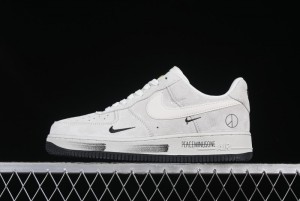 Nike Air Force 1 '07 Low Grey Pig Suede Graffiti Casual Sneakers - DF0188-035