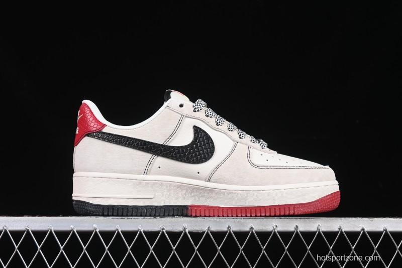 Nike Air Force 1 '07 Low Supreme Snake Year Limited Edition Black Snake Swoosh Low-Top Casual Sneakers - HH7518-033