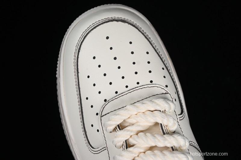 Nike Air Force 1 '07 Low Casual Sneakers with Hemp Rope Laces and Distressed Design - 315122-333