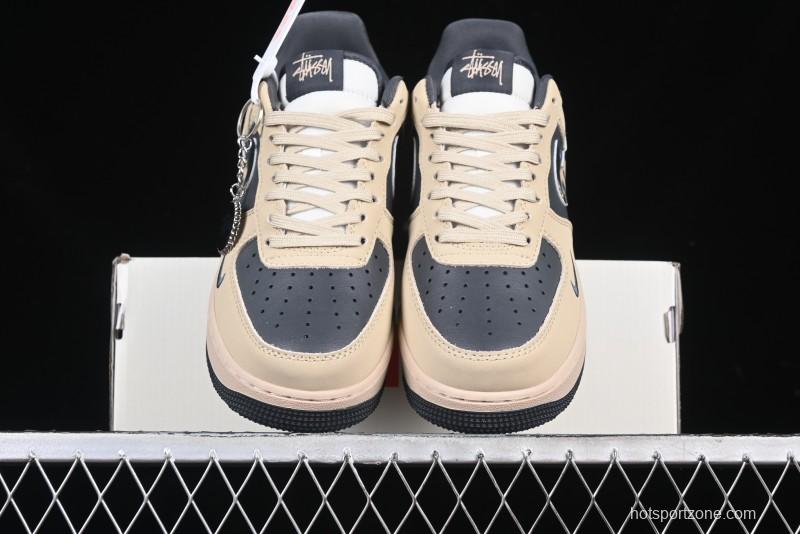 Nike Air Force 1 '07 Low Stussy Collaboration Grey Fog Swoosh Low-Top Casual Sneakers - KK1988-033