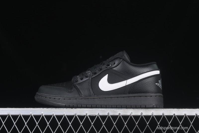 Nike Air Jordan 1 Low AJ1 Basketball Shoes in Black and White Canvas and Leather - HV5968-001