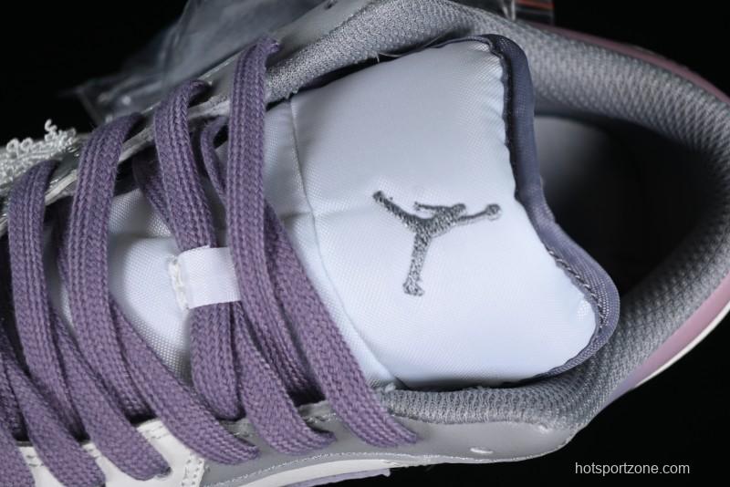 Nike Air Jordan 1 Low AJ1 Retro Basketball Shoes with Panda Mischief Modern Floral Design - 553560-053