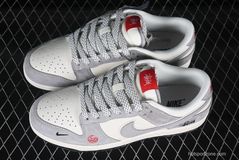 Nike SB Dunk Low Stussy Year of the Snake Limited Edition Grey Snake Swoosh Anniversary Custom Low-Top Casual Sneakers - XX3168-117