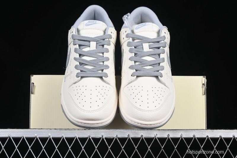 Nike SB Dunk Low Stussy Collaboration Light Grey Brushed Swoosh Anniversary Custom Low-Top Casual Sneakers - XX2025-608