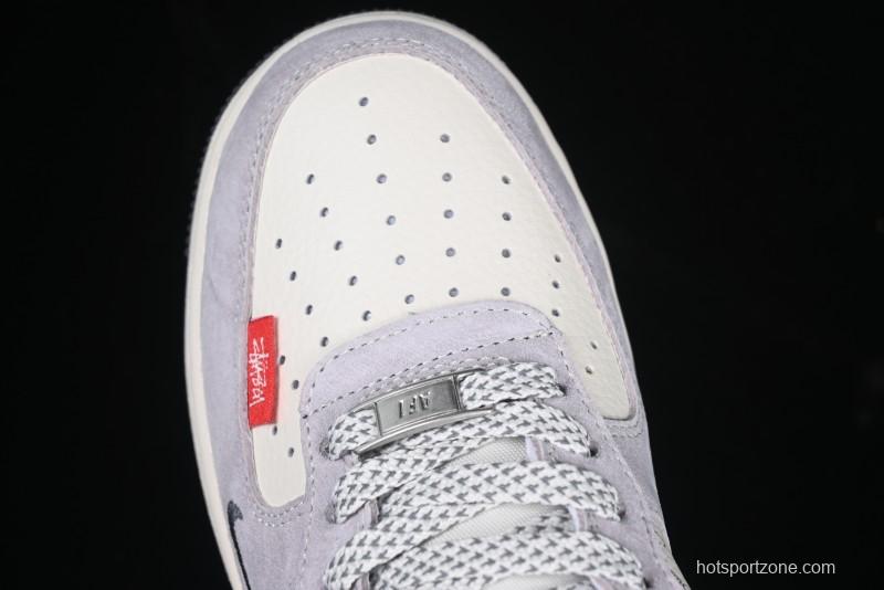 Nike Air Force 1 '07 Low Stussy Collaboration Pig Skin Swoosh Logo Low-Top Casual Sneakers - XS1958-501