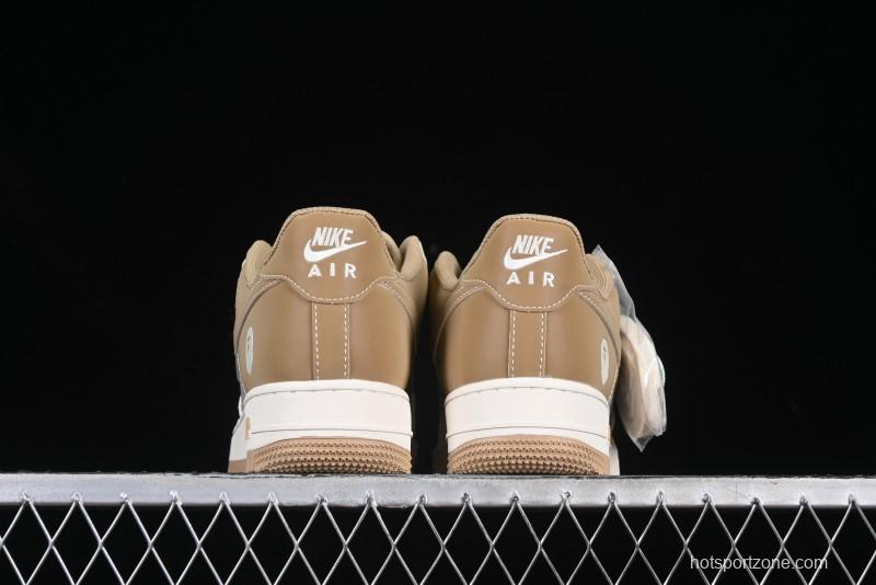Nike Air Force 1 '07 Low Bape Collaboration Khaki Beige Grey Low-Top Casual Sneakers - BB6566-208
