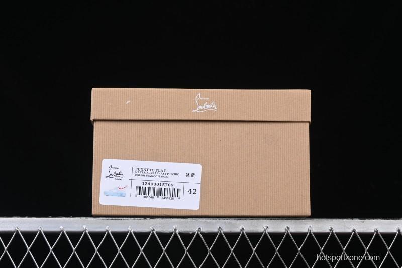 Christian Louboutin Funnyto Flat Comfortable Fashion Low-Top Sneakers with Raw Ice Blue Sole - X.D4
