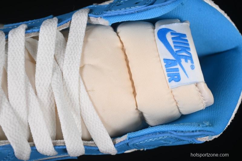 Nike Air Jordan 1 High OG "UNC Reimagined" Retro Basketball Shoes with Cracked Leather and Vintage Midsole - DZ5485-402