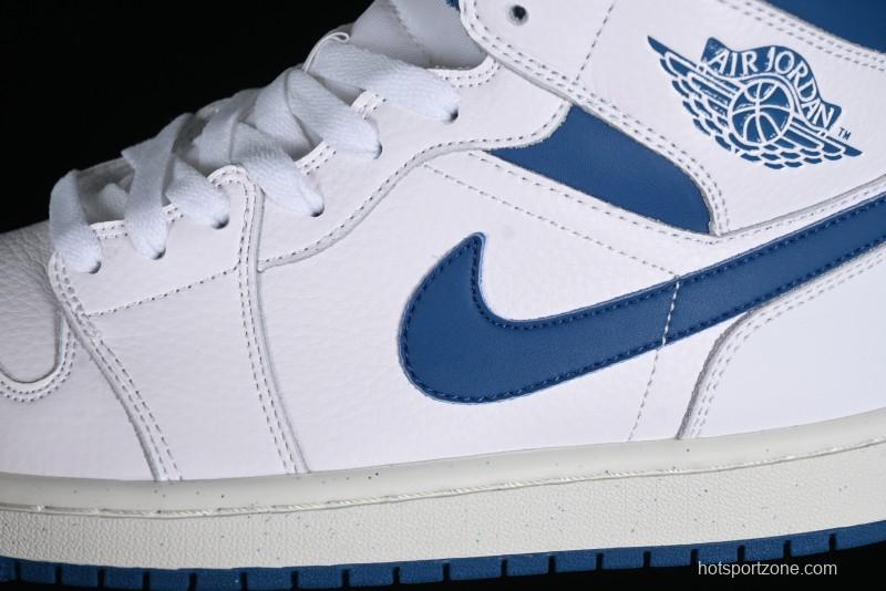 Nike Air Jordan 1 Mid Industrial Blue Basketball Shoes with Air Cushion - FN5215-141