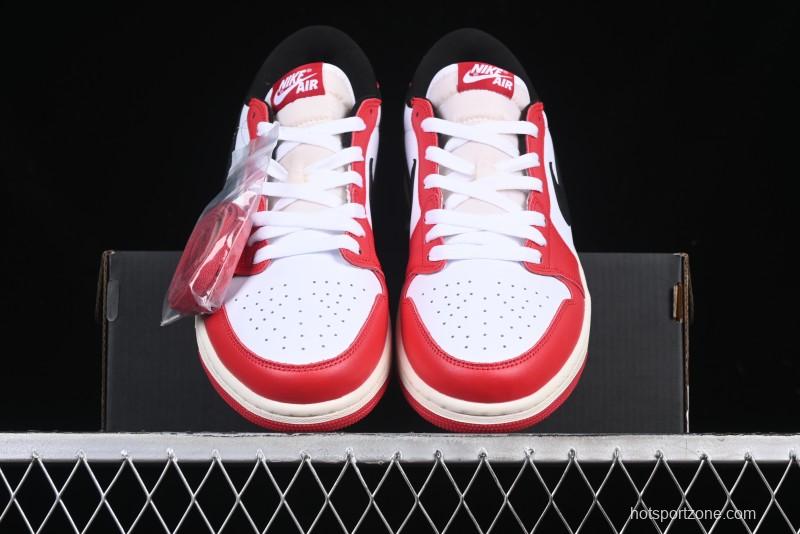 Nike Air Jordan 1 Low AJ1 White Red Black Hook Casual Sneakers - HQ6998-600