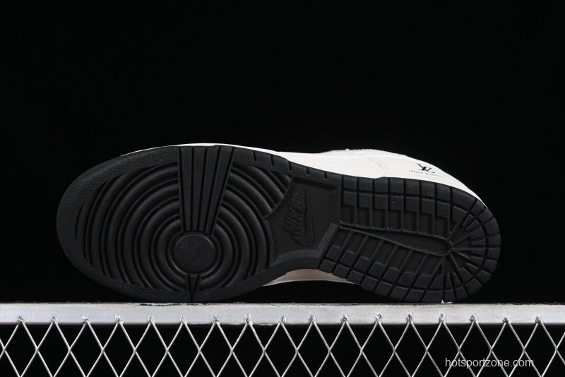 Nike SB Dunk Low LV Collaboration - Double Swoosh Beige Black Anniversary High-End Custom Low-Top Casual Sneakers - XX2025-307