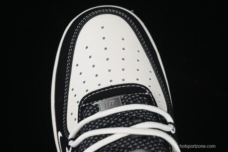 Nike Air Force 1 '07 Low Stussy Collaboration Black White Lace-Up Low-Top Casual Sneakers - SJ1198-108