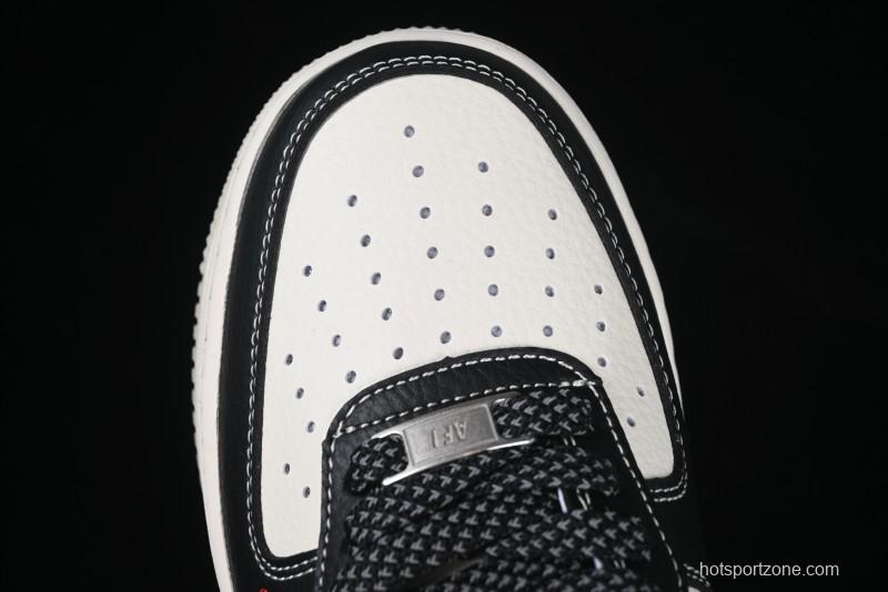 Nike Air Force 1 '07 Low Stussy Supreme Collaboration Dual-Tone Black Red Logo Low-Top Casual Sneakers - HH7518-043