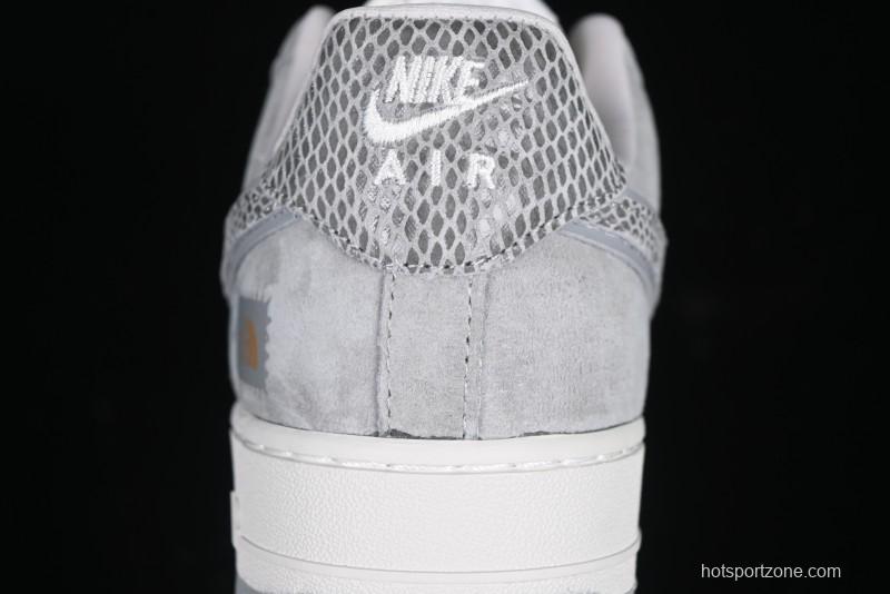 Nike Air Force 1'07 Low The North Face Collaboration Pig Grey Snake Print Low-Top Casual Sneakers - DF0188-027