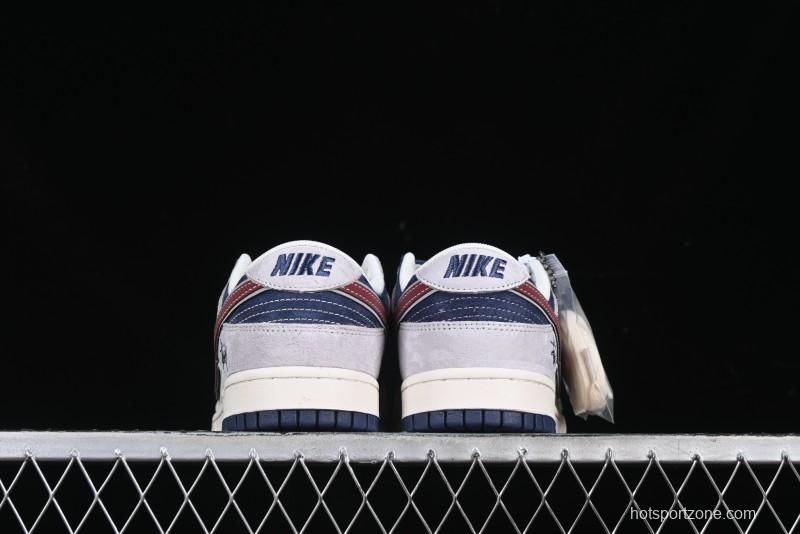 Nike SB Dunk Low Stussy Collaboration Black Burgundy Swoosh Anniversary Custom Low-Top Casual Skate Shoes - DM6868-022